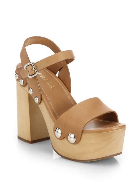 prada wooden sandals|Prada platform sandals outlet.